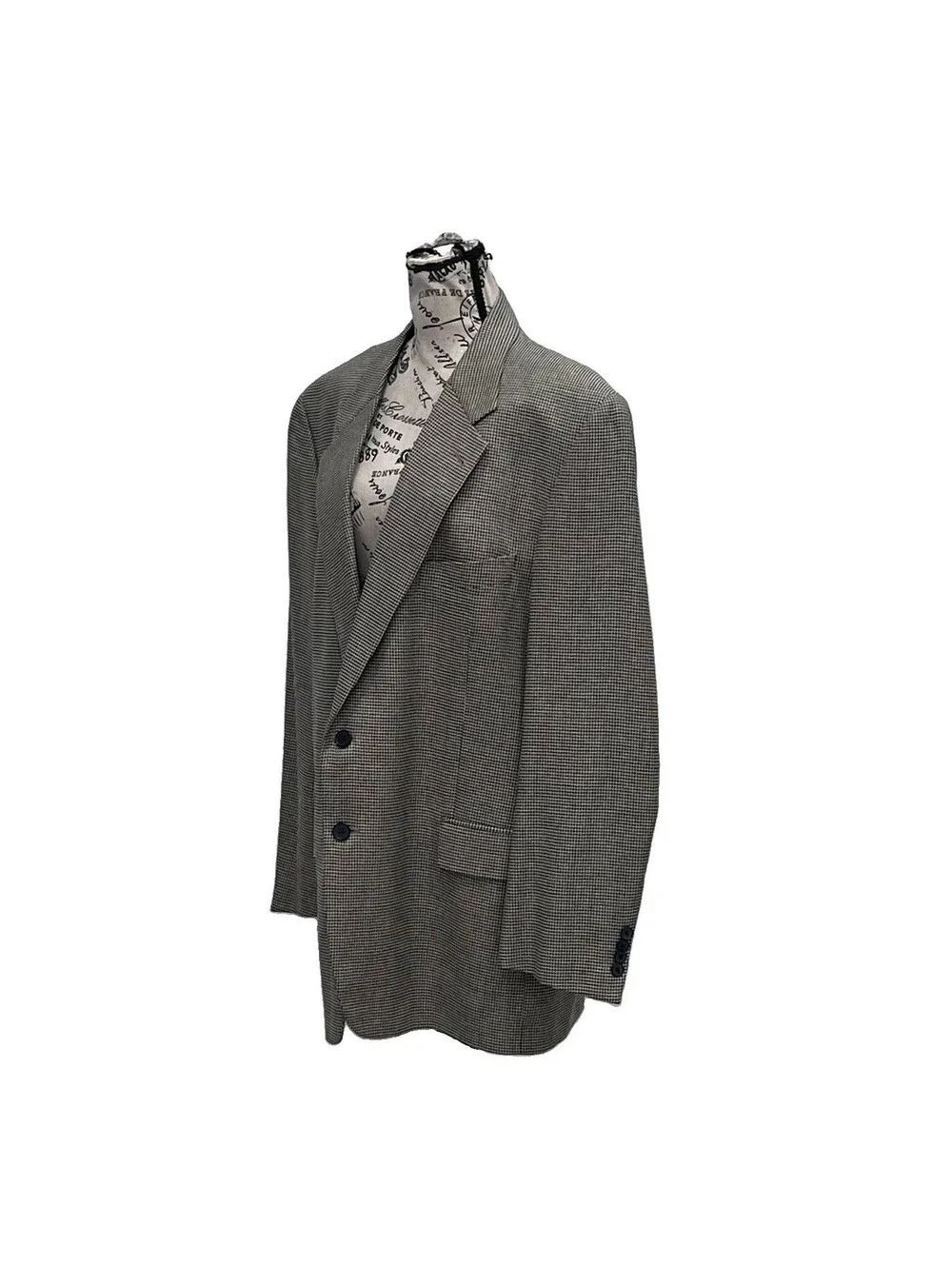Vintage Joseph Abboud Silk Wool Houndstooth Sport Coat Blazer 44R Union Made USA